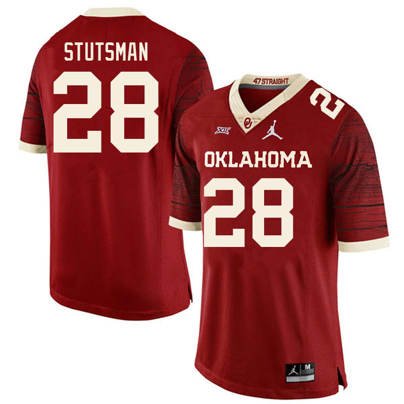 Oklahoma Sooners #28 Danny Stutsman College Football Jerseys Sale-Retro